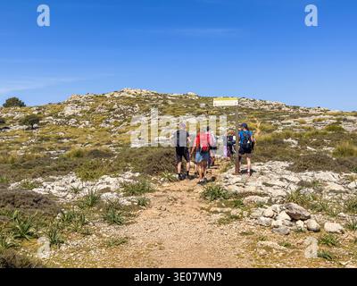 Wanderer auf einem Berg Stockfoto