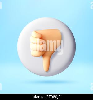 Symbol für Gesten mit Daumen nach unten im 3D-Stil. Stock Vektor