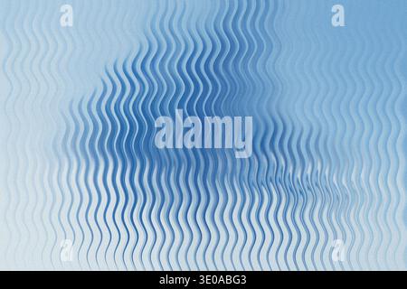 Ein abstrakter, strukturierter Hintergrund mit einem ausgeprägten vertikalen Wellenmuster. Die Farben sind kühle Blautöne, von hell bis tief Indigo, Gi Stockfoto