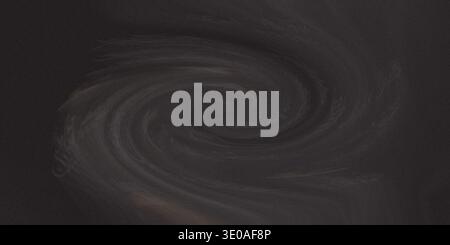 Ein dramatisches dunkelgraues, wirbelndes Muster auf schwarzem Hintergrund, das eine stimmungsvolle und intensive Komposition mit tiefen Schatten und nuancierter Textur schafft Stockfoto