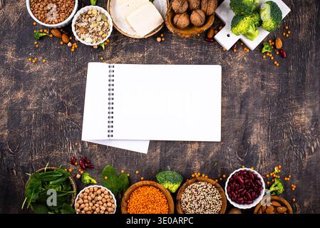 Sortierung pflanzlicher veganer Proteinprodukte Stockfoto