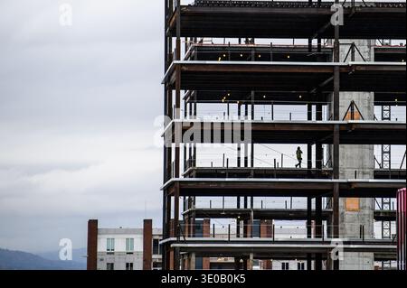Ein neues Gebäude entsteht in Burlington, Vermont, USA. Stockfoto