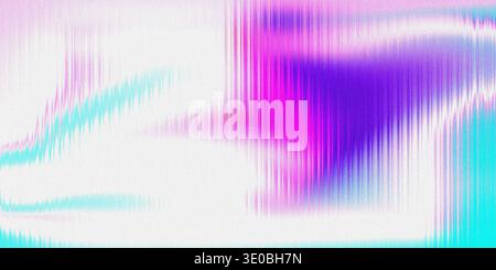 Ein lebendiger abstrakter Hintergrund mit einer Mischung aus Neonpink, Lila und Cyan-Farben und einem strukturierten, glitchähnlichen digitalen Muster, das einen Eindruck von vermittelt Stockfoto