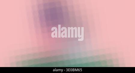 Ein weicher, abstrakter Hintergrund zeigt einen sanften Rosa-Farbverlauf, der in gedämpfte Lila- und Grüntöne mit einer dezenten, pixeligen Textur übergeht Stockfoto