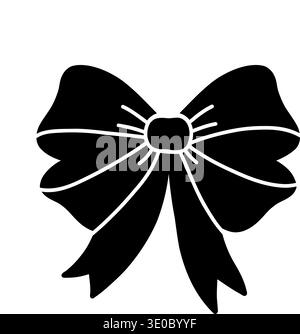 Handgezeichnete Schleife, schlichte schwarze Silhouette, elegantes dekoratives Element Stock Vektor