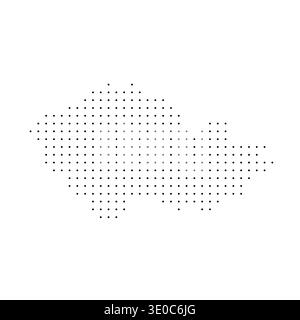 Länderkarte der Tschechischen Republik mit Punkten. Abbildung mit schwarzen Pixeln isoliert auf weißem Hintergrund. Vektorkreis Mosaik. Stock Vektor