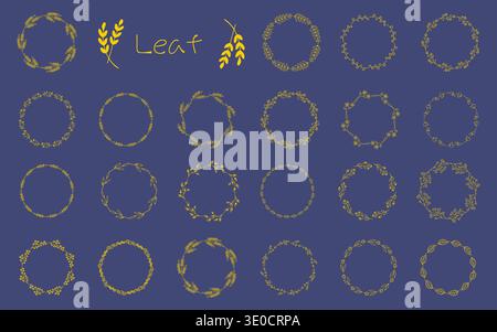 Ein Set handgezeichneter botanischer Linienelemente in Gold-Optik. Elegant und natürlich, ideal für dekorative Designs, Rahmen und raffinierte Grafiken Stock Vektor