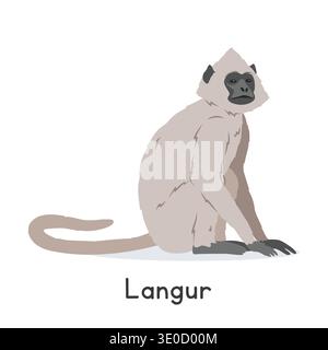 Graue Sprache Vektor Illustration, Cartoon Clipart Charakter, Tier in flacher Art. Wilde Tiere, wilde Lebewesen, Tierkonzept. Heiliger Sprar-Vektor Stock Vektor