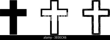 Christliches Kreuz. Sammlung verschiedener religiöser Symbole. Vektorabbildung Stock Vektor