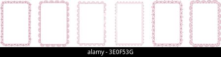 Set aus Spitzenrahmen für Hochzeitseinladungen, Junggesellenabschiede und romantische Designs. Stock Vektor