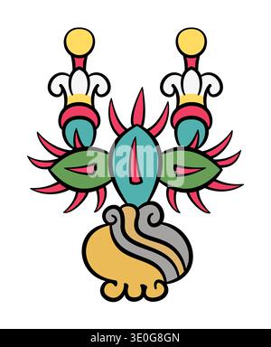 Aztekische Glyphe von Tenochtitlan, dem heutigen Mexiko-Stadt. Zusammengesetzte Glyphe für die Hauptstadt des Aztekenreiches, was auf dem Kakteen des Steins bedeutet. Stockfoto