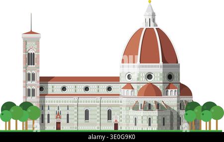 Kathedrale Santa Maria dei Fiore in Florenz, Italien, isoliert auf weißem Hintergrund Vektorillustration. Monuments and Landmarks Series Stock Vektor