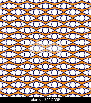 Warmes Harmoniemuster. Gesättigter orangefarbener Hintergrund, tiefblaue Linie. Starker Kontrast, modernes Design Stockfoto