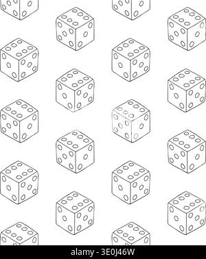 Nahtloses Vektor-Muster von Hand gezeichneter Skizze Kritzelumrandung Würfel isoliert auf weißem Hintergrund Stock Vektor