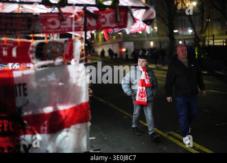 Die Fans des Nottingham Forest vor der sechzehnten Runde der UEFA Europa League, das erste Legspiel auf dem City Ground, Nottingham. Bilddatum: Donnerstag, 12. März 2026. Stockfoto