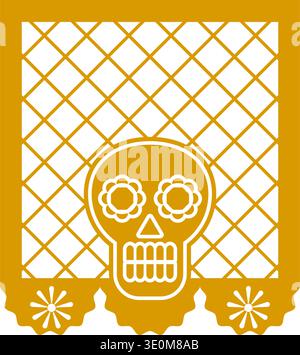 Papel Picado-Banner mit Sugar Skull-Design Stock Vektor