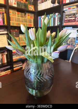 Tulpenstrauß in einer Vase Stockfoto