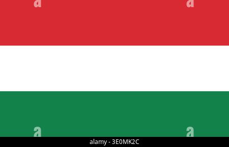 Flags of Hungary – Symbol der flachen Sammlung. Ungarn Nationalflagge Set Form Variationen Vektor Symbol. Isolierter Aufkleber. Vektorillustrationssatz Stock Vektor