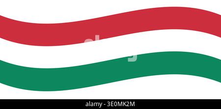 Flags of Hungary – Symbol der flachen Sammlung. Ungarn Nationalflagge Set Form Variationen Vektor Symbol. Isolierter Aufkleber. Vektorillustrationssatz Stock Vektor
