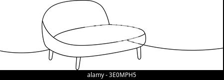Skandinavischer Soft-Sessel als Umriss-Vektorillustration. Gemütliche Innenraummöbel für minimalistische Designvisuals. Stock Vektor