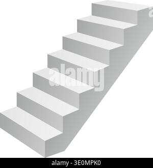 3D-isometrische Treppe. Minimale Stufen in weichem Grauverlauf auf weißem Hintergrund. Stock Vektor