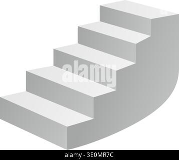 Geschwungene Treppe mit fließenden Stufen. Glattes Vektortreppendesign in weichen Grautönen. Stock Vektor