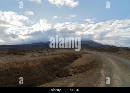 Mount Ruapehu von der 4wd Tukino Access Road, abseits der Desert Road, State Highway 1 im Tongariro National Park, Nordinsel, Neuseeland. Stockfoto