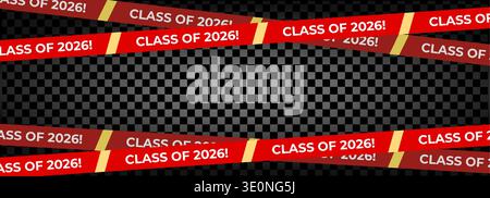 Klasse Aus 2026 Seniour Year Graduation Red Lines. Schulkalenderrahmen, Design Der Einladungskarte Für Absolventen, Vorlage Für Glückwunschbanner. Schulabschluss Stock Vektor
