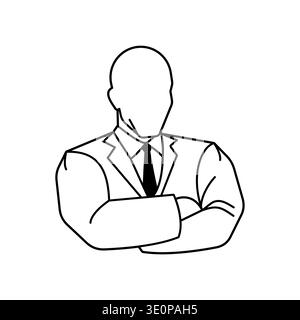 Silhouette eines Mannes in Anzug und Krawatte ohne Gesicht. Symbol für Inkognito-Modus, anonymen Benutzer, unbekannte Person oder privates Profil. Stock Vektor