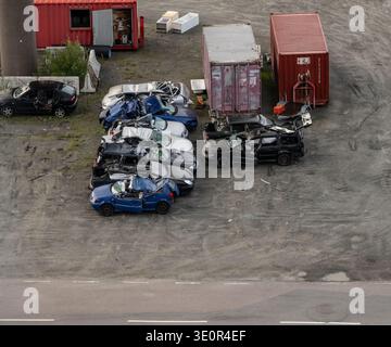 Göteborg, Schweden - August 31 2023: Autounfälle auf einem Trainingsplatz für Rettungskräfte Stockfoto