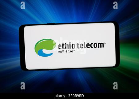 Stuttgart, Deutschland - 03-09-2026: In dieser Fotoabbildung ist das Logo des Telekommunikationsunternehmens Ethio Telecom auf einem Smartphone zu sehen Stockfoto