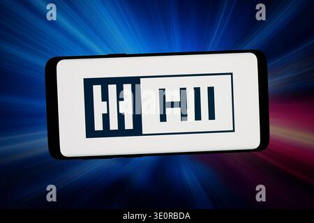 Stuttgart, Deutschland - 03.09.2026: In dieser Fotoabbildung ist das Logo von Huntington Ingalls Industries Inc. (HII) auf einem Smartphone zu sehen Stockfoto