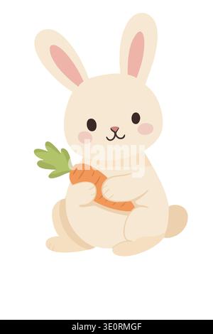Süßer Osterhase mit Karotte Stock Vektor