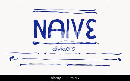 Naive Teiler Hand gezeichnet Doodle kindliche Linien oder Scroll Illustrationen Moderne Scribble Stil für Logo Design isolierte Vektor Set Stock Vektor