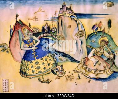 Wassily Kandinsky Imatra 1917 Russisch Abstraktes Öl finnische Landschaft Fluss kräftige Farben Lenbachhaus Stockfoto