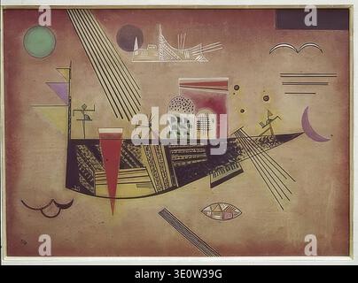 Wassily Kandinsky – launisch, 1930 Russisch Abstraktes Öl verspielte kräftige Farbe Stockfoto