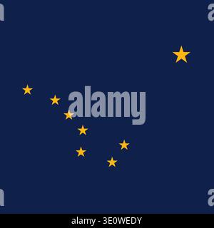 Flagge des Bundesstaats Alaska. Teil der Vereinigten Staaten von Amerika. Sauberes Design für Druck-, Web- oder Bildungszwecke. Vektorabbildung. Stock Vektor