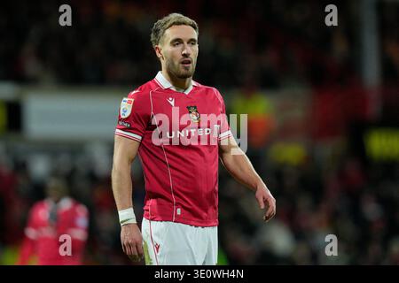März 2026; Stok CAE Ras, Rennbahn, Wrexham, Wales; EFL Championship Football, Wrexham gegen Swansea City; Sam Smith aus Wrexham Stockfoto