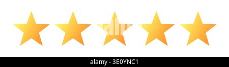 Fünf goldene Sterne Produktbewertung Bewertung Symbol Gradient Design Vektor Bild. Stock Vektor