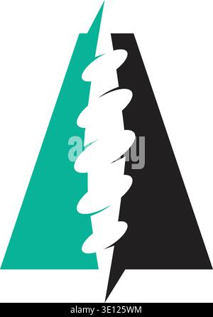 Ein professionelles Dentallogo mit abstrakter Zahnsilhouette oder Buchstabe A, integriert in die Formen des Zahnimplantats. Entwickelt für moderne Zahnarztpraxen Stock Vektor