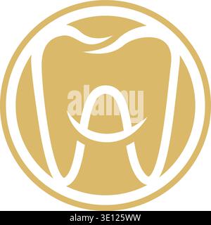 Ein professionelles Dentallogo mit abstrakter Zahnsilhouette oder Buchstabe A, integriert in die Formen des Zahnimplantats. Entwickelt für moderne Zahnarztpraxen Stock Vektor