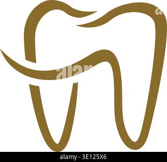 Ein professionelles Dentallogo mit abstrakter Zahnsilhouette oder Buchstabe A, integriert in die Formen des Zahnimplantats. Entwickelt für moderne Zahnarztpraxen Stock Vektor
