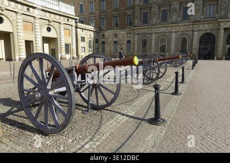 Porträt der Wache vor dem Königspalast in Stockholm, Schweden Stockfoto