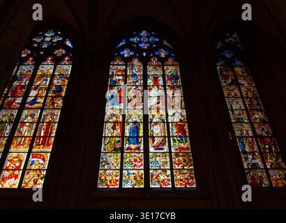 Köln - 26. september 2018: Buntglasfenster im Kölner Dom. Stockfoto