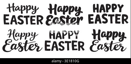Happy Easter Schriftzug-Set Schwarz-weiß Stock Vektor