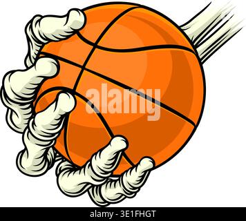 Skeleton Grim Reaper Hand Basketball Team Maskottchen Stock Vektor