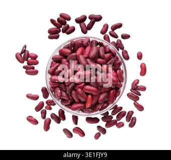 Rote Kidneybohnen in der Schüssel auf weißem Hintergrund Stockfoto