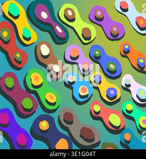 Farbiger Hintergrund mit abstrakten, formlosen Blots, die einen Schatten werfen. Vektorillustration schöner einfacher Hintergrund mit Formen verschiedener Farben dra Stock Vektor