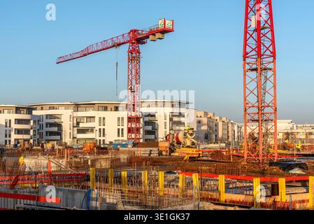 Großbaustelle am Riedberg, ein Stadtteil im Norden von Frankfurt am Main Stockfoto
