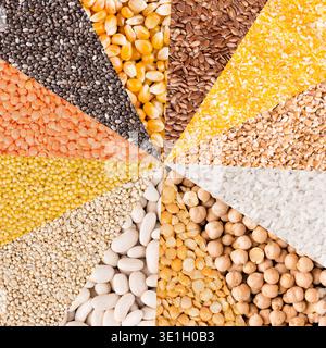 Bunter Mix aus verschiedenen Bohnen, Hülsenfrüchte, Erbsen, Linsen Stockfoto
